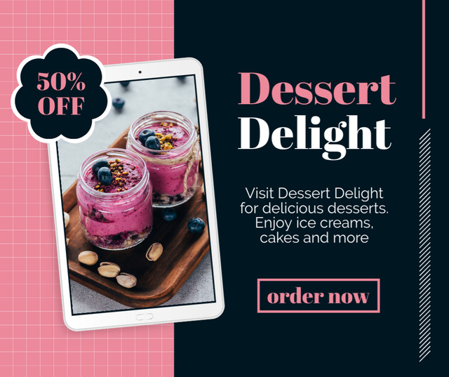 Ontwerpsjabloon van Facebook van Delicious Berry Desserts Sale Offer