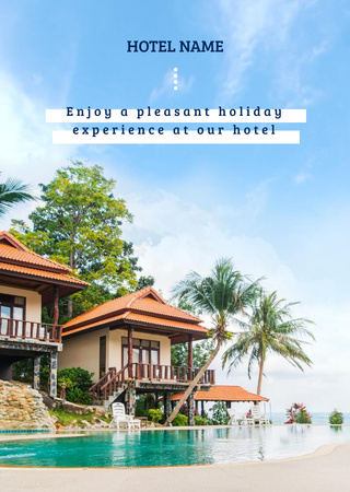 Luxury Tropical Hotel Postcard A6 Vertical Design Template