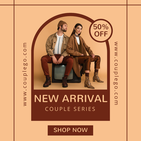 Fashion Collection Ad with Stylish Couple Instagram Design Template