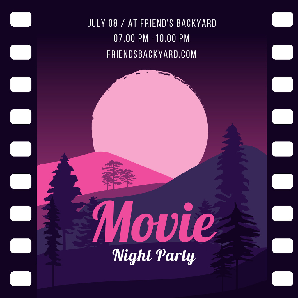 Ontwerpsjabloon van Instagram van Movie Night Party Announcement 