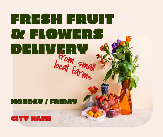 Fresh Farm Foods and Flowers Delivery Facebook Design Template