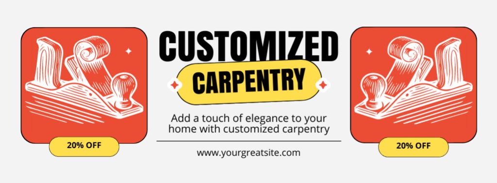 Discount on Custom Carpentry Home Supplies Facebook cover Πρότυπο σχεδίασης