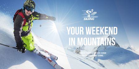Platilla de diseño Skiing in Weekend with Inspirational Motto Image