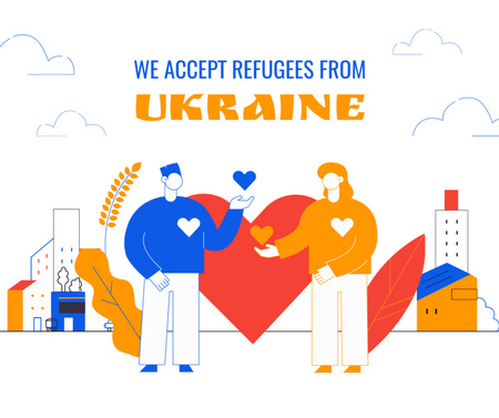 Accepting Ukrainian Refugees Facebook Design Template