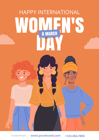 Platilla de diseño International Women's Day with Young Women Poster