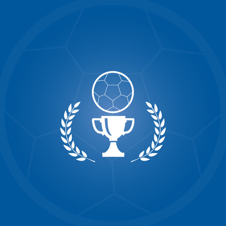 Emblem with Soccer Ball and Cup In Blue Logo 1080x1080pxデザインテンプレート
