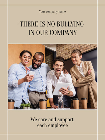 No Bullying in Multiracial Company And Caring About Employee Poster 36x48inデザインテンプレート