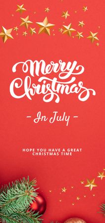 Christmas in July Greeting with Branches and Decorations Flyer DIN Large Tasarım Şablonu