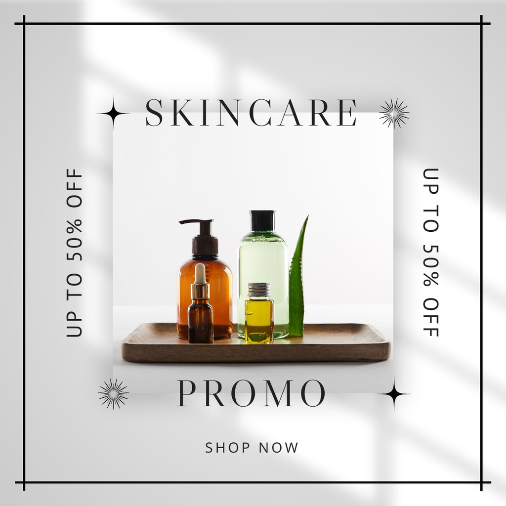 Skincare Promo with Cosmetic Jars Instagramデザインテンプレート