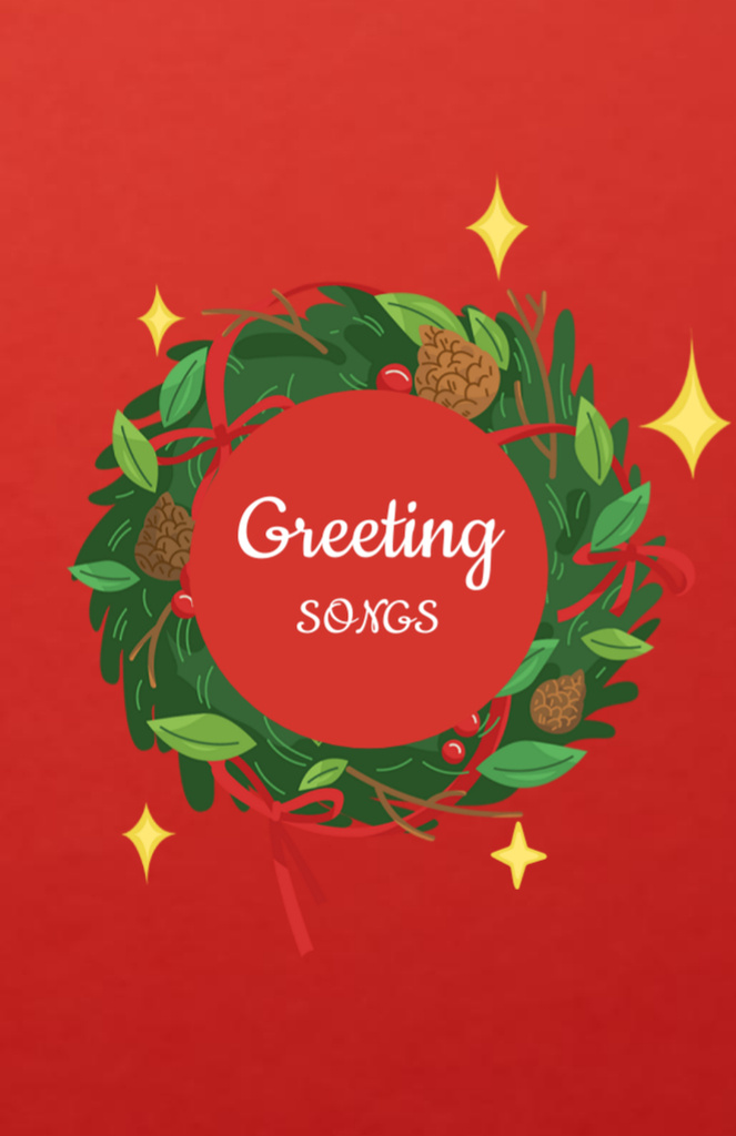Cute Holiday Greeting with Decorative Wreath Invitation 5.5x8.5in Πρότυπο σχεδίασης