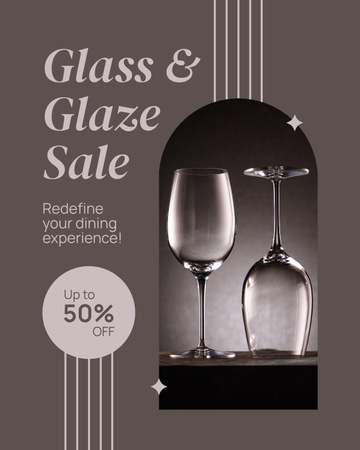 Plantilla de diseño de Excellent Glass Drinkware At Half Price Instagram Post Vertical 