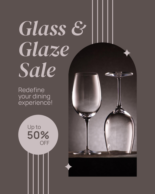 Excellent Glass Drinkware At Half Price Instagram Post Vertical – шаблон для дизайна