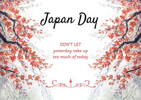 Modèle de visuel invitation du jour du japon avec fleur de cerisier - Card
