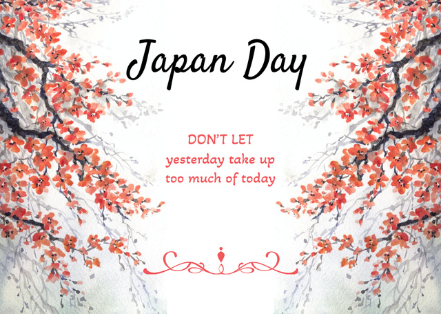 Japan day invitation with cherry blossom Card Πρότυπο σχεδίασης