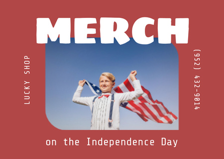 Ontwerpsjabloon van Postcard van Feestelijke merchandise voor de Amerikaanse onafhankelijkheidsdag