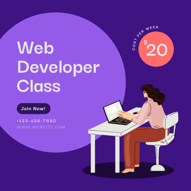 Designvorlage Web Development Courses für Instagram