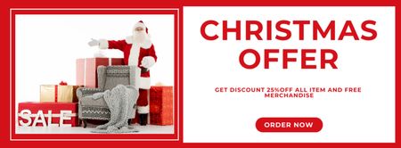Plantilla de diseño de Christmas Gifts Discount Offer from Santa Claus Facebook cover 