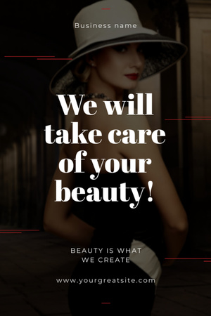 Beauty Services Ad with Fashionable Woman Flyer 4x6in Tasarım Şablonu