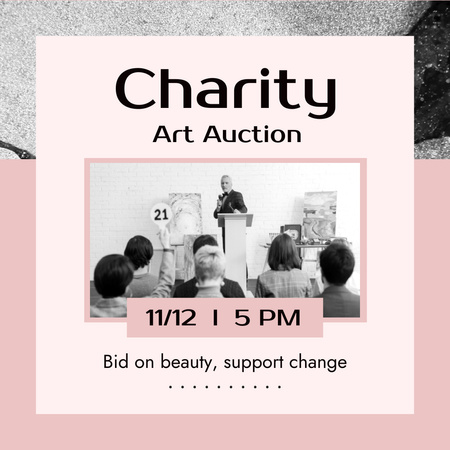 Charity Art Auction Announcement With Slogan Animated Post Design Template
