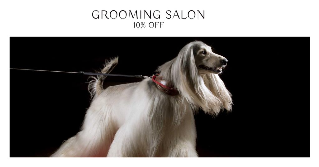 Grooming Salon Discount Offer with Dog Facebook AD Tasarım Şablonu