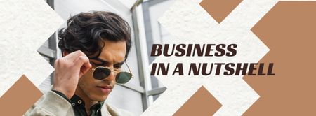 Confident Businessman in Sunglasses Facebook cover Modelo de Design