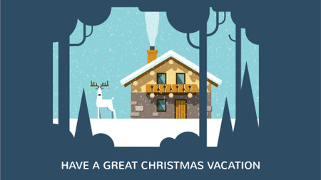 Christmas deer by house in winter Full HD video Modelo de Design