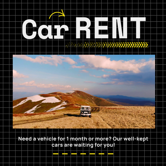 Mountains View And Car Rent Service Offer Animated Postデザインテンプレート