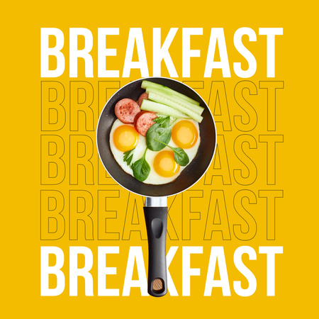 herkullisia paistettuja munia aamiaisella Instagram Design Template
