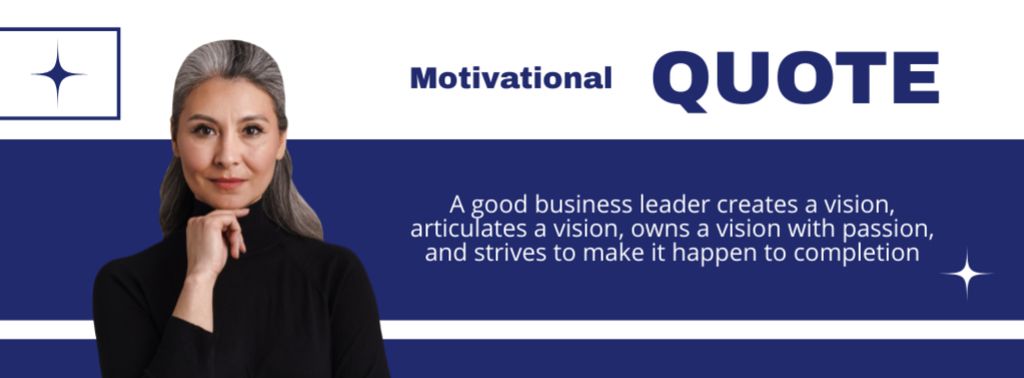 Motivational Business Quote with Confident Businesswoman Facebook cover Šablona návrhu