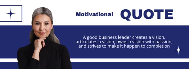 Motivational Business Quote with Confident Businesswoman Facebook cover Šablona návrhu