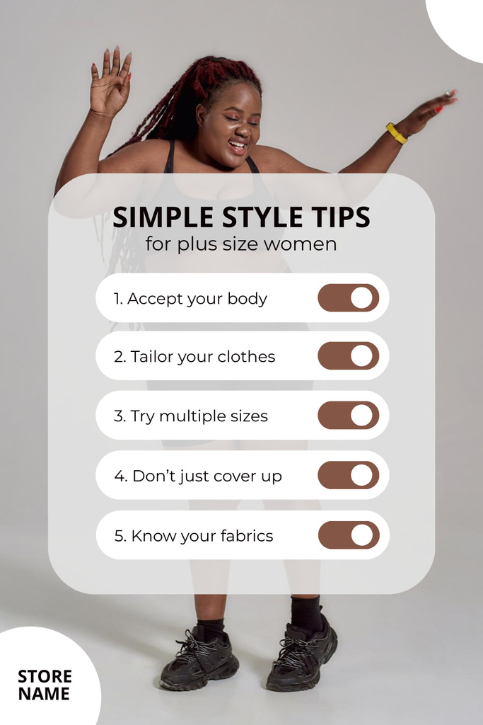 Template di design Simple Style Tips For Plus-Size Woman Pinterest