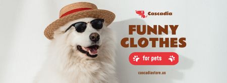 Pet Shop Offer with Funny Dog in Hat and Sunglasses Facebook cover Design Template