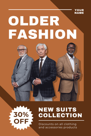 Platilla de diseño New Suits Collection For Seniors With Discount Pinterest