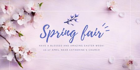 Spring Easter Fair With Cherry Twig Twitter Πρότυπο σχεδίασης