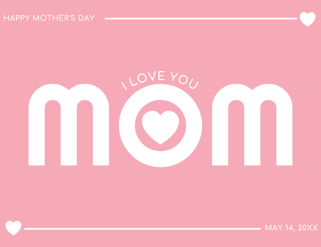 Designvorlage Sending Love and Greeting on Mother's Day für Thank You Card 5.5x4in Horizontal