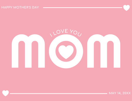 Enviando amor e saudações no Dia das Mães Thank You Card 5.5x4in Horizontal Modelo de Design