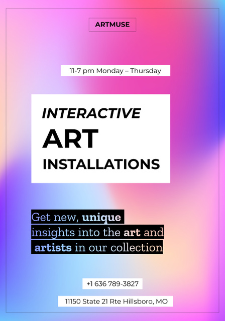 Interactive Art Installations with Black Text Poster 28x40in Design Template