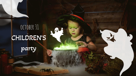Children's Halloween Party Announcement FB event cover Design Template