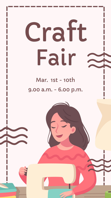 Craft Fair Announcement With Sewing Instagram Story Design Template