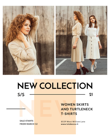 Clothes Store Promotion with Women in Casual Outfits Poster 16x20in Design Template