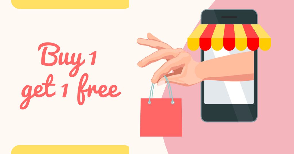 Purchase Offer with Hand holding Shopping Bag Facebook AD – шаблон для дизайна