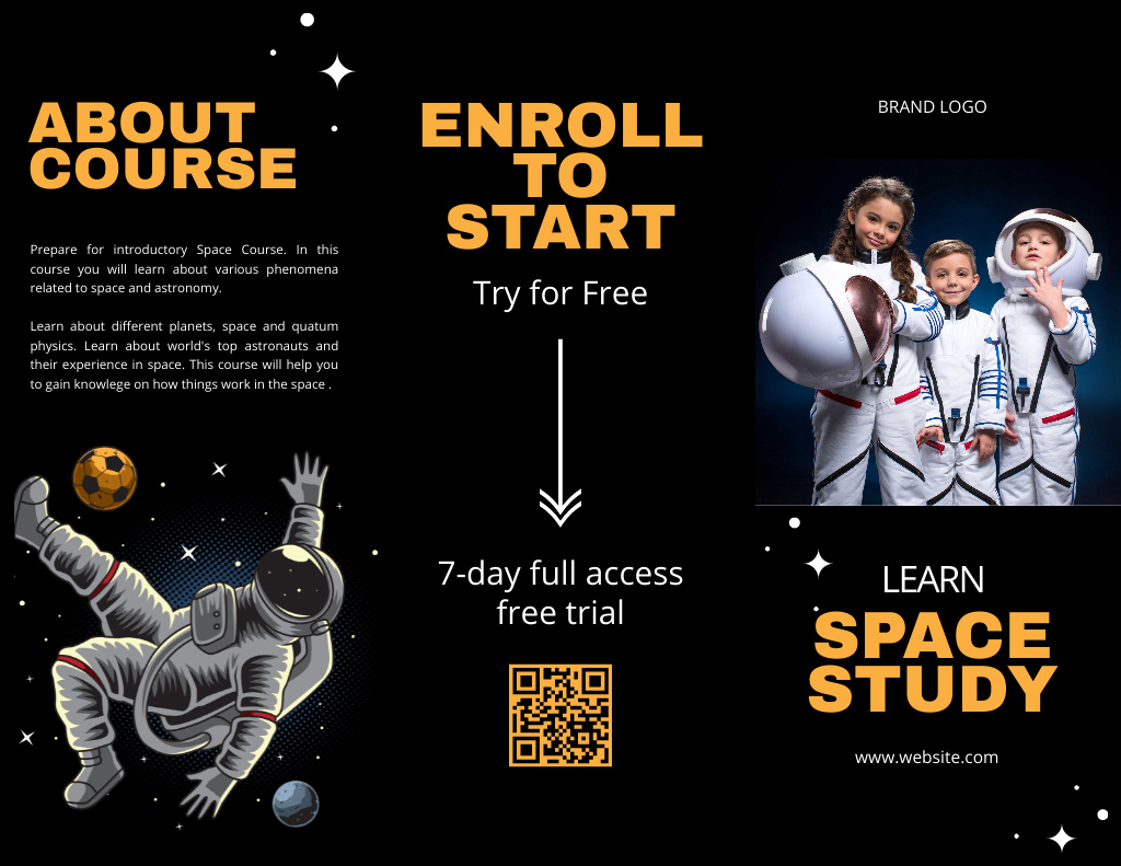 Proposal for Space Course with Children in Space Suits Brochure 8.5x11in – шаблон для дизайна