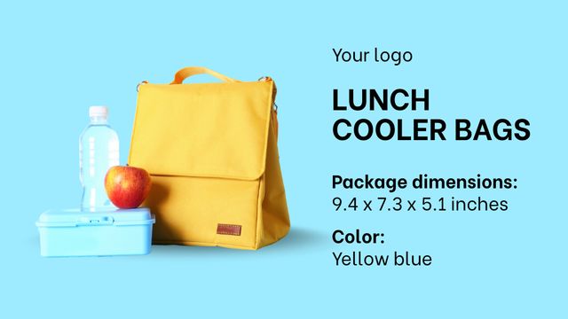 Platilla de diseño School Food Ad on Blue Label 3.5x2in