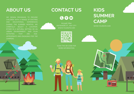 Çocuklar İçin Yaz Kampı Duyurusu Brochure Tasarım Şablonu