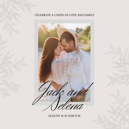 Wedding Announcement with Happy Newlyweds Instagram Design Template
