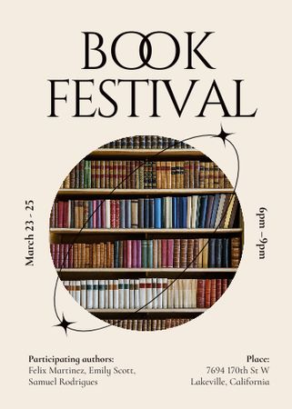 Book Festival Announcement Invitation Modelo de Design