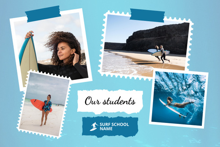 Surfing School Ad Mood Board – шаблон для дизайна