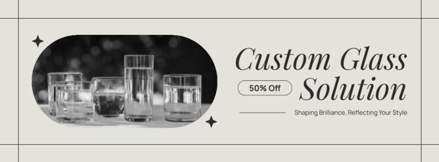 Discount of Custom Drinkware Facebook cover Πρότυπο σχεδίασης