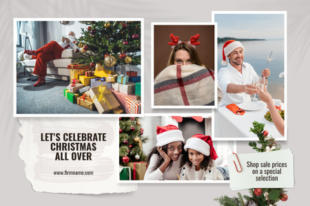 Aile Fotoğrafları ile Yılbaşı Kutlama Teklifi Mood Board Tasarım Şablonu