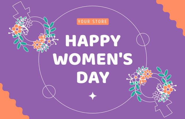 Plantilla de diseño de Women's Day Greeting with Illustration of Female Symbol Thank You Card 5.5x8.5in 